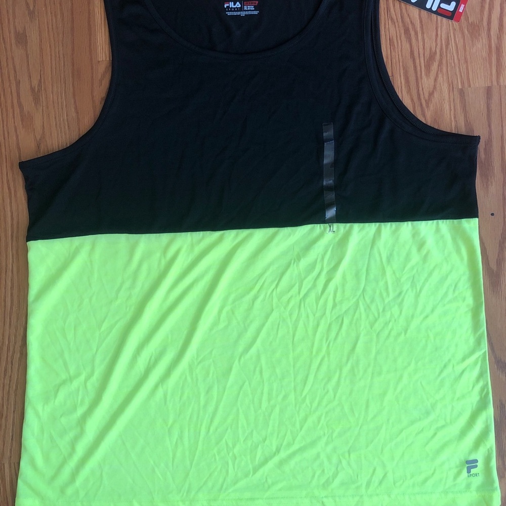 NWT FILA SPORT Black & Electric Yellow Tank Top